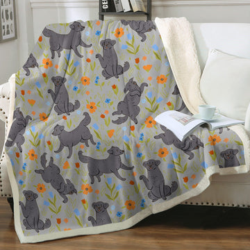 Flower Garden Black Labradors Soft Warm Fleece Blanket-Blanket-Black Labrador, Blankets, Home Decor, Labrador-Warm Gray-Small-4