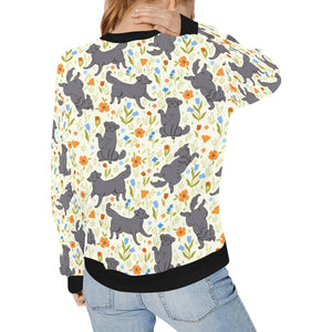 Flower Garden Black Labs Women's Sweatshirt - 5 Colors-Apparel-Apparel, Black Labrador, Labrador, Shirt, Sweatshirt, T Shirt-17