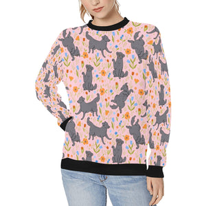 Flower Garden Black Labs Women's Sweatshirt - 5 Colors-Apparel-Apparel, Black Labrador, Labrador, Shirt, Sweatshirt, T Shirt-Pink-S-2