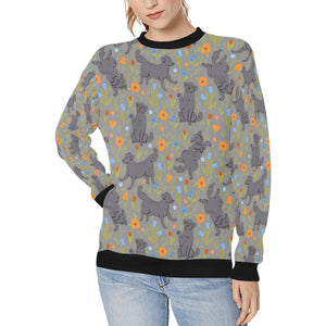 Flower Garden Black Labs Women's Sweatshirt - 5 Colors-Apparel-Apparel, Black Labrador, Labrador, Shirt, Sweatshirt, T Shirt-Gray-S-5