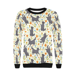 Flower Garden Black Labs Women's Sweatshirt - 5 Colors-Apparel-Apparel, Black Labrador, Labrador, Shirt, Sweatshirt, T Shirt-7
