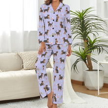 Load image into Gallery viewer, Flower Garden Black Tan Chihuahuas Pajamas Set for Women-Pajamas-Apparel, Chihuahua, Pajamas-Lavender-S-2