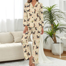 Load image into Gallery viewer, Flower Garden Black Tan Chihuahuas Pajamas Set for Women-Pajamas-Apparel, Chihuahua, Pajamas-5