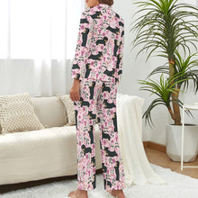 Load image into Gallery viewer, Flower Garden Black Tan Dachshunds Pajamas Set for Women-Pajamas-Apparel, Dachshund, Pajamas-10