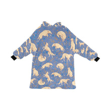 Load image into Gallery viewer, Flower Garden Borzoi Blanket Hoodie-Blanket-Apparel, Blanket Hoodie, Blankets, Borzoi, Dog Mom Gifts-Slate Blue-ONE SIZE-25