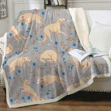 Load image into Gallery viewer, Flower Garden Borzoi Love Soft Warm Fleece Blankets - 4 Colors-Blanket-Blankets, Borzoi, Home Decor-14