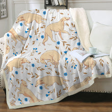 Load image into Gallery viewer, Flower Garden Borzoi Love Soft Warm Fleece Blankets - 4 Colors-Blanket-Blankets, Borzoi, Home Decor-Ivory-Small-1