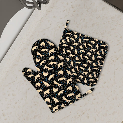 Flower Garden Borzoi Oven Mitts and Pot Holder Set-Kitchen Decor-Accessories,Borzoi,Dog Mom Gifts-1