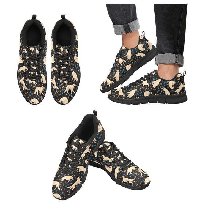 Flower Garden Borzoi Women's Breathable Sneakers-Black-US13-49