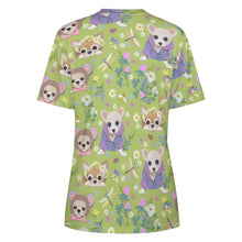 Load image into Gallery viewer, Flower Garden Chihuahuas All Over Print Women&#39;s Cotton T-Shirt-Apparel-Apparel, Chihuahua, Shirt, T Shirt-12