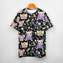 Load image into Gallery viewer, Flower Garden Chihuahuas All Over Print Women&#39;s Cotton T-Shirt-Apparel-Apparel, Chihuahua, Shirt, T Shirt-14