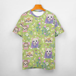 Flower Garden Chihuahuas All Over Print Women's Cotton T-Shirt-Apparel-Apparel, Chihuahua, Shirt, T Shirt-15