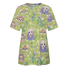 Load image into Gallery viewer, Flower Garden Chihuahuas All Over Print Women&#39;s Cotton T-Shirt-Apparel-Apparel, Chihuahua, Shirt, T Shirt-16