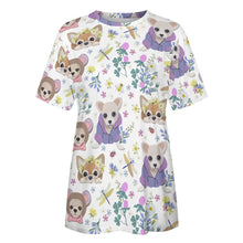 Load image into Gallery viewer, Flower Garden Chihuahuas All Over Print Women&#39;s Cotton T-Shirt-Apparel-Apparel, Chihuahua, Shirt, T Shirt-2