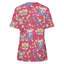 Load image into Gallery viewer, Flower Garden Chihuahuas All Over Print Women&#39;s Cotton T-Shirt-Apparel-Apparel, Chihuahua, Shirt, T Shirt-6