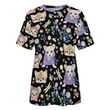 Load image into Gallery viewer, Flower Garden Chihuahuas All Over Print Women&#39;s Cotton T-Shirt-Apparel-Apparel, Chihuahua, Shirt, T Shirt-8