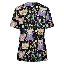 Load image into Gallery viewer, Flower Garden Chihuahuas All Over Print Women&#39;s Cotton T-Shirt-Apparel-Apparel, Chihuahua, Shirt, T Shirt-9
