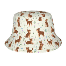Load image into Gallery viewer, Flower Garden Chocolate Chihuahua Bucket Hat-Hats &amp; Caps-Accessories,Chihuahua,Dog Dad Gifts,Dog Mom Gifts,Hats-Ivory White-One Size-25