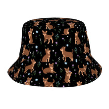 Load image into Gallery viewer, Flower Garden Chocolate Chihuahua Bucket Hat-Hats &amp; Caps-Accessories,Chihuahua,Dog Dad Gifts,Dog Mom Gifts,Hats-Midnight Black-One Size-9
