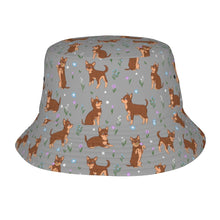 Load image into Gallery viewer, Flower Garden Chocolate Chihuahua Bucket Hat-Hats &amp; Caps-Accessories,Chihuahua,Dog Dad Gifts,Dog Mom Gifts,Hats-Parisian Gray-One Size-41