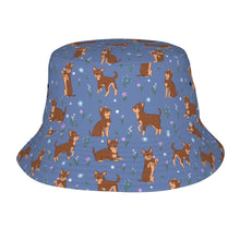 Load image into Gallery viewer, Flower Garden Chocolate Chihuahua Bucket Hat-Hats &amp; Caps-Accessories,Chihuahua,Dog Dad Gifts,Dog Mom Gifts,Hats-Slate Blue-One Size-49