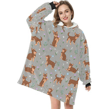 Load image into Gallery viewer, Flower Garden Chocolate Chihuahua Love Blanket Hoodie for Women-Apparel-Apparel, Blankets-13