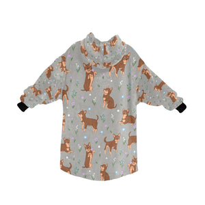 Flower Garden Chocolate Chihuahua Love Blanket Hoodie for Women-Apparel-Apparel, Blankets-14