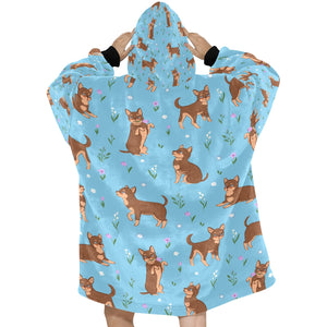 Flower Garden Chocolate Chihuahua Love Blanket Hoodie for Women-Apparel-Apparel, Blankets-2