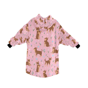 Flower Garden Chocolate Chihuahua Love Blanket Hoodie for Women-Apparel-Apparel, Blankets-4