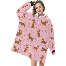 Load image into Gallery viewer, Flower Garden Chocolate Chihuahua Love Blanket Hoodie for Women-Apparel-Apparel, Blankets-7