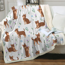 Load image into Gallery viewer, Flower Garden Chocolate Chihuahua Soft Warm Fleece Blanket - 4 Colors-Blanket-Blankets, Chihuahua, Home Decor-13