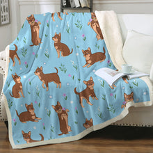 Load image into Gallery viewer, Flower Garden Chocolate Chihuahua Soft Warm Fleece Blanket - 4 Colors-Blanket-Blankets, Chihuahua, Home Decor-15