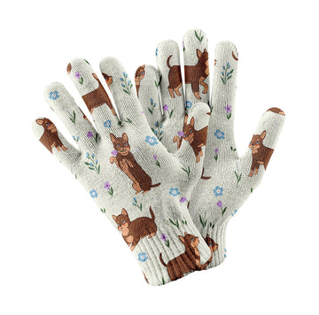 Flower Garden Chocolate Chihuahua Touch Screen Gloves 13 360x