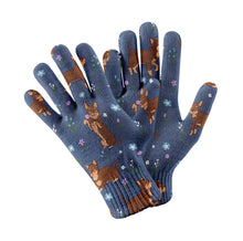 Load image into Gallery viewer, Flower Garden Chocolate Chihuahua Touch Screen Gloves-Accessories-Accessories, Chihuahua, Dog Dad Gifts, Dog Mom Gifts, Gloves-Navy-3