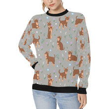 Load image into Gallery viewer, Flower Garden Chocolate Chihuahua Women&#39;s Sweatshirt-Apparel-Apparel, Chihuahua, Sweatshirt-DarkGray-XS-12