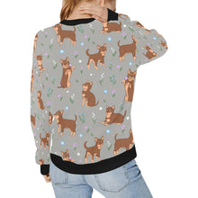 Load image into Gallery viewer, Flower Garden Chocolate Chihuahua Women&#39;s Sweatshirt-Apparel-Apparel, Chihuahua, Sweatshirt-13