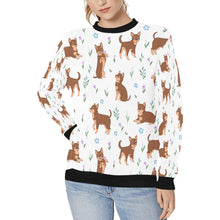 Load image into Gallery viewer, Flower Garden Chocolate Chihuahua Women&#39;s Sweatshirt-Apparel-Apparel, Chihuahua, Sweatshirt-White-XS-6
