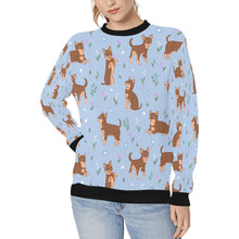 Load image into Gallery viewer, Flower Garden Chocolate Chihuahua Women&#39;s Sweatshirt-Apparel-Apparel, Chihuahua, Sweatshirt-LightSteelBlue-XS-7