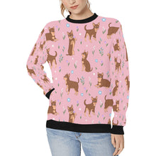 Load image into Gallery viewer, Flower Garden Chocolate Chihuahua Women&#39;s Sweatshirt-Apparel-Apparel, Chihuahua, Sweatshirt-Pink-XS-1