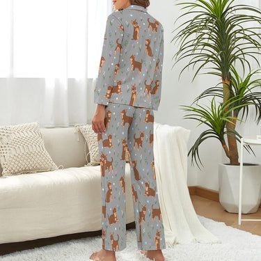 Flower Garden Chocolate Chihuahuas Pajama Set for Women