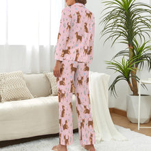 Load image into Gallery viewer, Flower Garden Chocolate Chihuahuas Pajama Set for Women-Pajamas-Apparel, Chihuahua, Pajamas-9