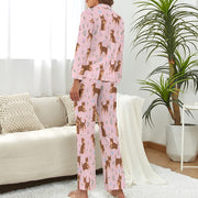 Flower Garden Chocolate Chihuahuas Pajama Set for Women-Pajamas-Apparel, Chihuahua, Pajamas-9