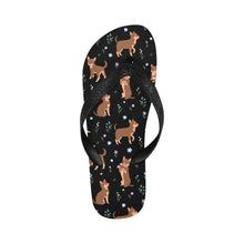 Load image into Gallery viewer, Flower Garden Chocolate Chihuahuas Unisex Slippers-Footwear-Accessories, Chihuahua, Dog Mom Gifts, Slippers-Midnight Black-S-26