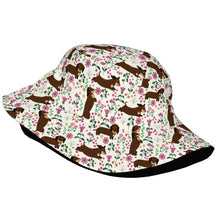 Load image into Gallery viewer, Flower Garden Chocolate Dachshund Bucket Hat-Hats &amp; Caps-Accessories,Dachshund,Dog Dad Gifts,Dog Mom Gifts,Hats-26