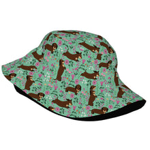 Load image into Gallery viewer, Flower Garden Chocolate Dachshund Bucket Hat-Hats &amp; Caps-Accessories,Dachshund,Dog Dad Gifts,Dog Mom Gifts,Hats-2