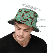 Load image into Gallery viewer, Flower Garden Chocolate Dachshund Bucket Hat-Hats &amp; Caps-Accessories,Dachshund,Dog Dad Gifts,Dog Mom Gifts,Hats-3