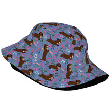 Load image into Gallery viewer, Flower Garden Chocolate Dachshund Bucket Hat-Hats &amp; Caps-Accessories,Dachshund,Dog Dad Gifts,Dog Mom Gifts,Hats-42