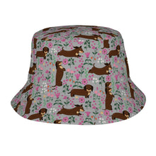 Load image into Gallery viewer, Flower Garden Chocolate Dachshund Bucket Hat-Hats &amp; Caps-Accessories,Dachshund,Dog Dad Gifts,Dog Mom Gifts,Hats-Parisian Gray-One Size-9