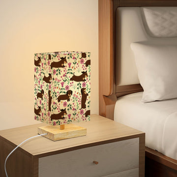 Flower Garden Chocolate Dachshund Desktop Table Lamp 360x