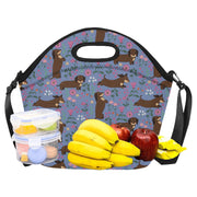 Flower Garden Chocolate Dachshund Neoprene Lunch Bag-20